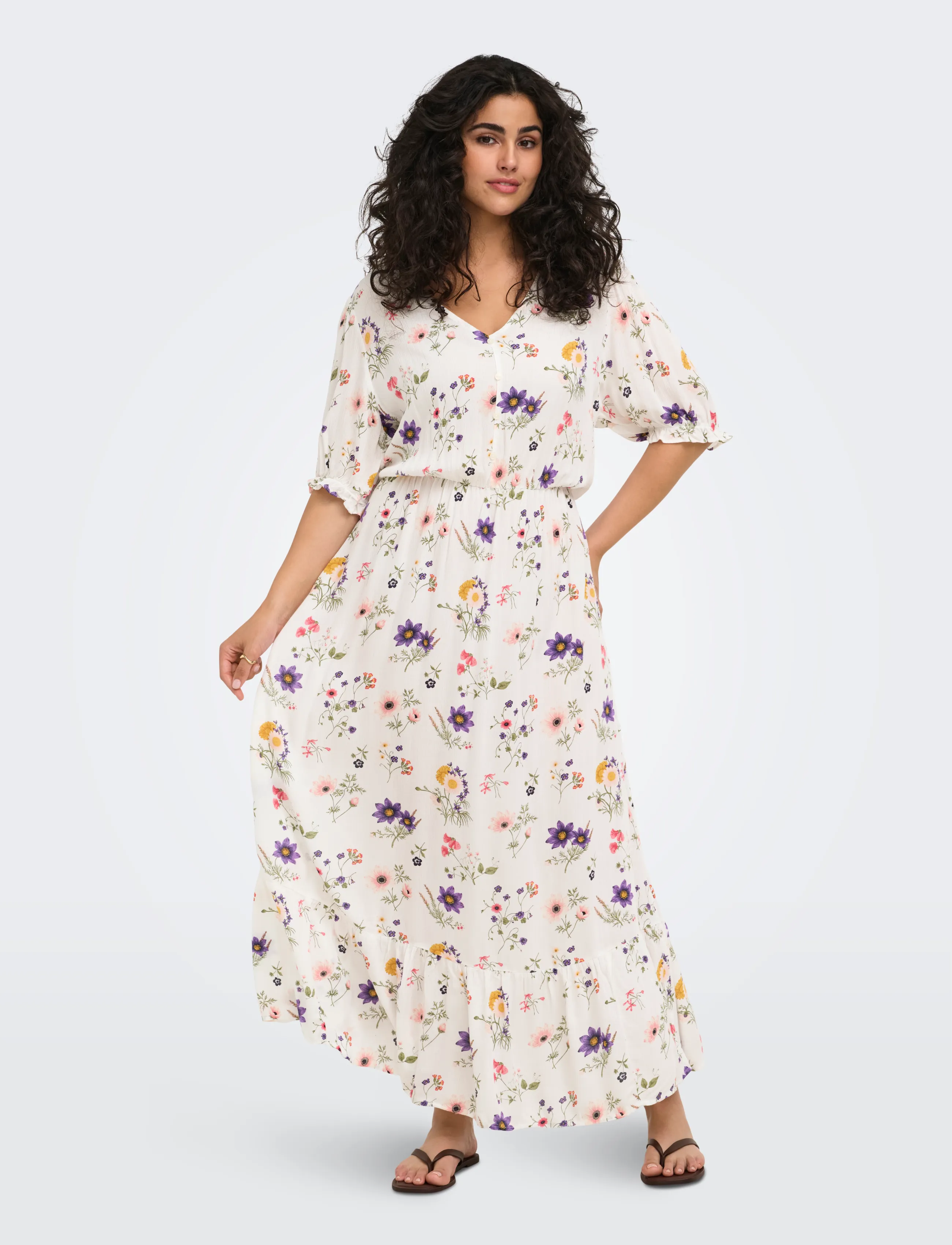 ONLY Carmakoma - CARCHIANTI S/S LONG DRESS WVN NOOS - konfirmationstøj - cloud dancer - 4