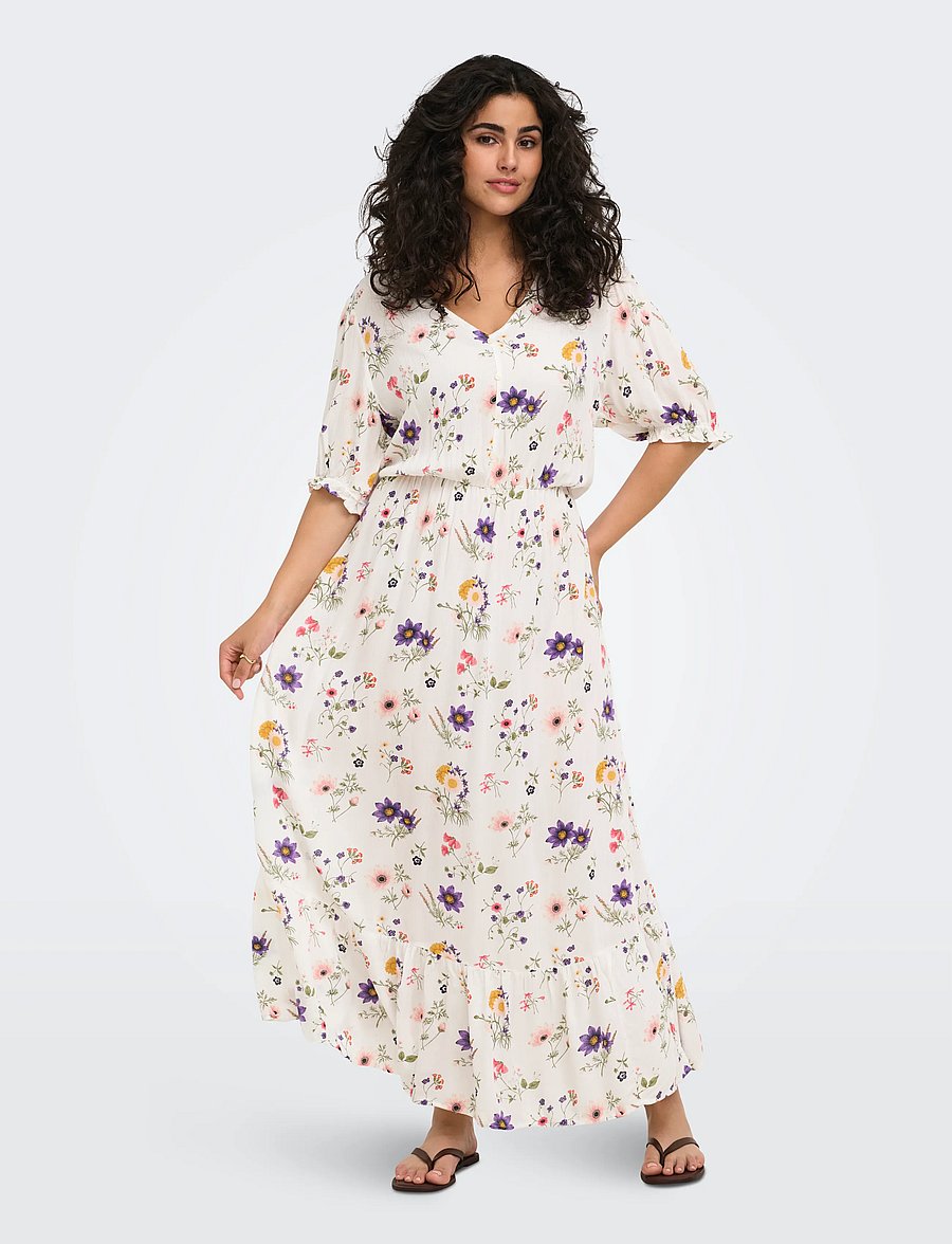ONLY Carmakoma - CARCHIANTI S/S LONG DRESS WVN NOOS - konfirmationstøj - cloud dancer - 4