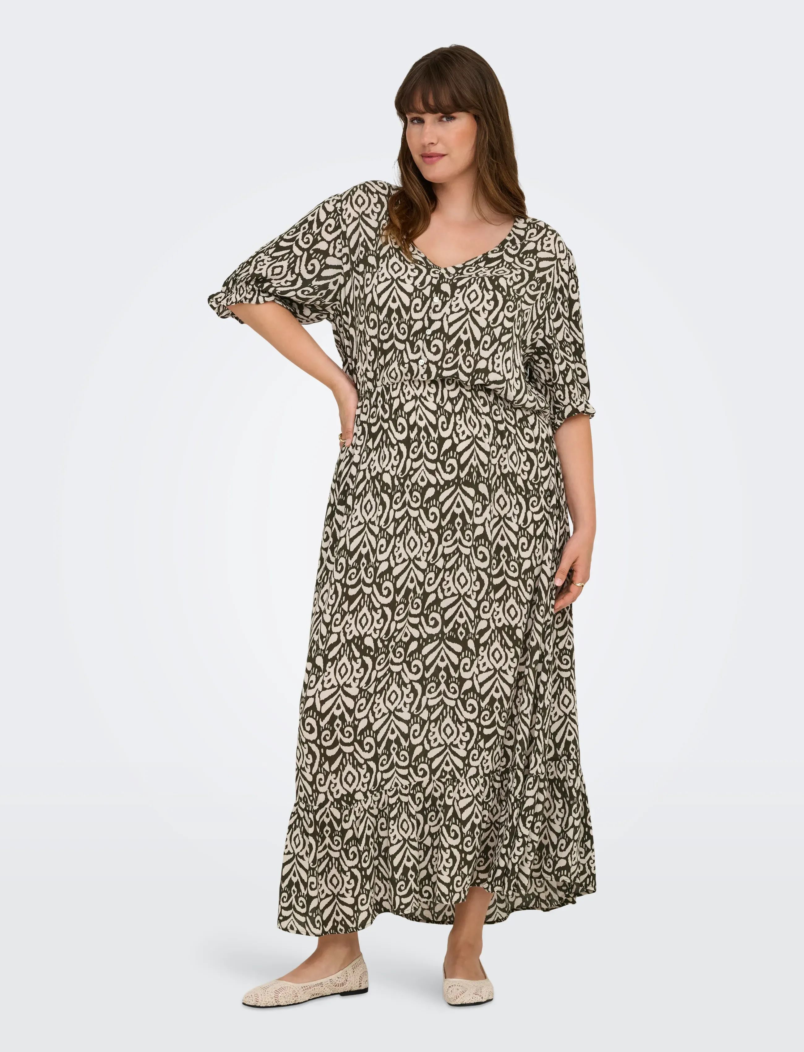 ONLY Carmakoma CARCHIANTI S/S LONG DRESS WVN NOOS - ONLY Carmakoma - TARMAC / khaki/green