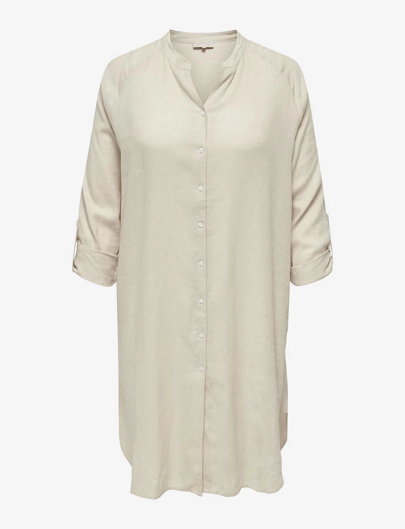 CARTOKYO L/S LINEN BLEND DRESS WVN - MOONBEAM