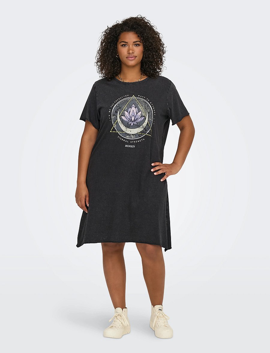 ONLY Carmakoma - CARLUCY SS T-SHIRT DRESS JRS NOOS - black - 0