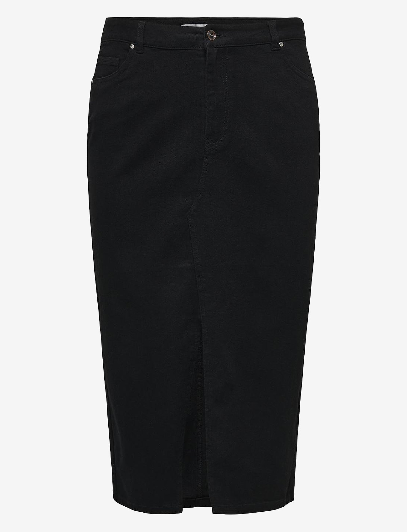 ONLY Carmakoma - CARSIRI FRONT SLIT SKIRT DNM GUA NOOS - jeanskjolar - black denim - 1