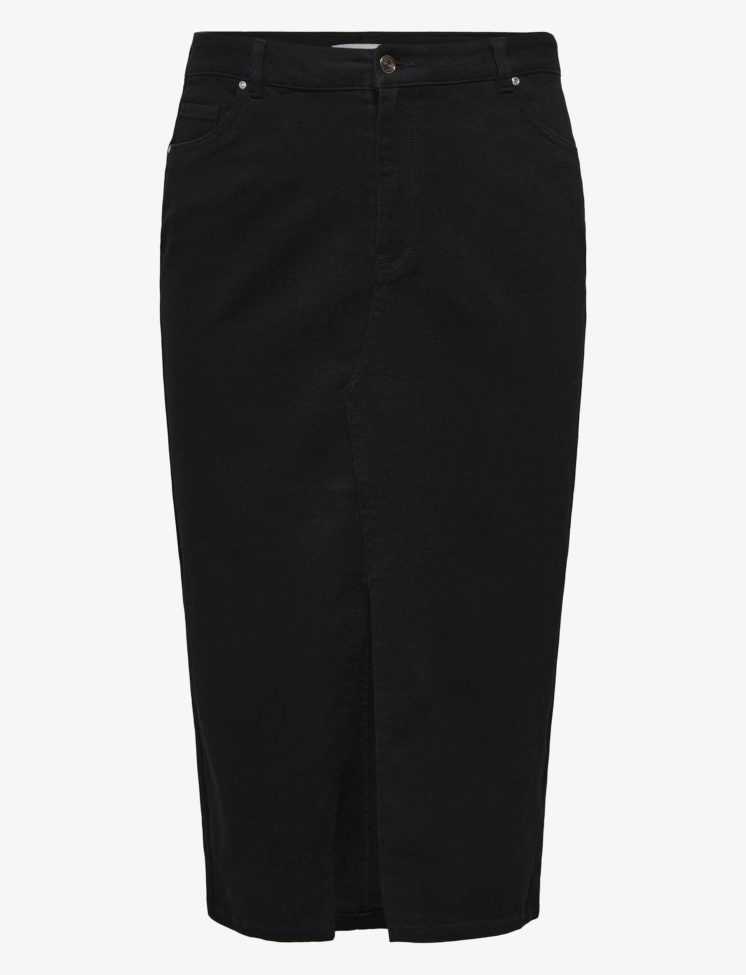 ONLY Carmakoma CARSIRI FRONT SLIT SKIRT DNM GUA NOOS - Transitional Layering - BLACK DENIM / black