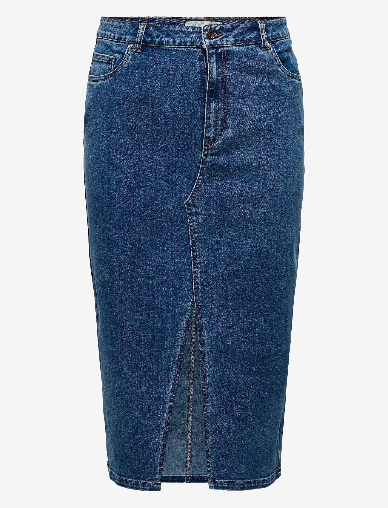 ONLY Carmakoma - CARSIRI FRONT SLIT SKIRT DNM GUA NOOS - denimnederdele - medium blue denim - 1