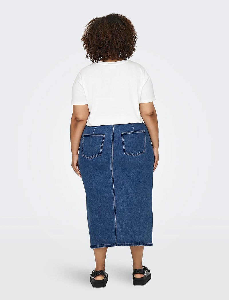 ONLY Carmakoma - CARSIRI FRONT SLIT SKIRT DNM GUA NOOS - denimnederdele - medium blue denim - 3