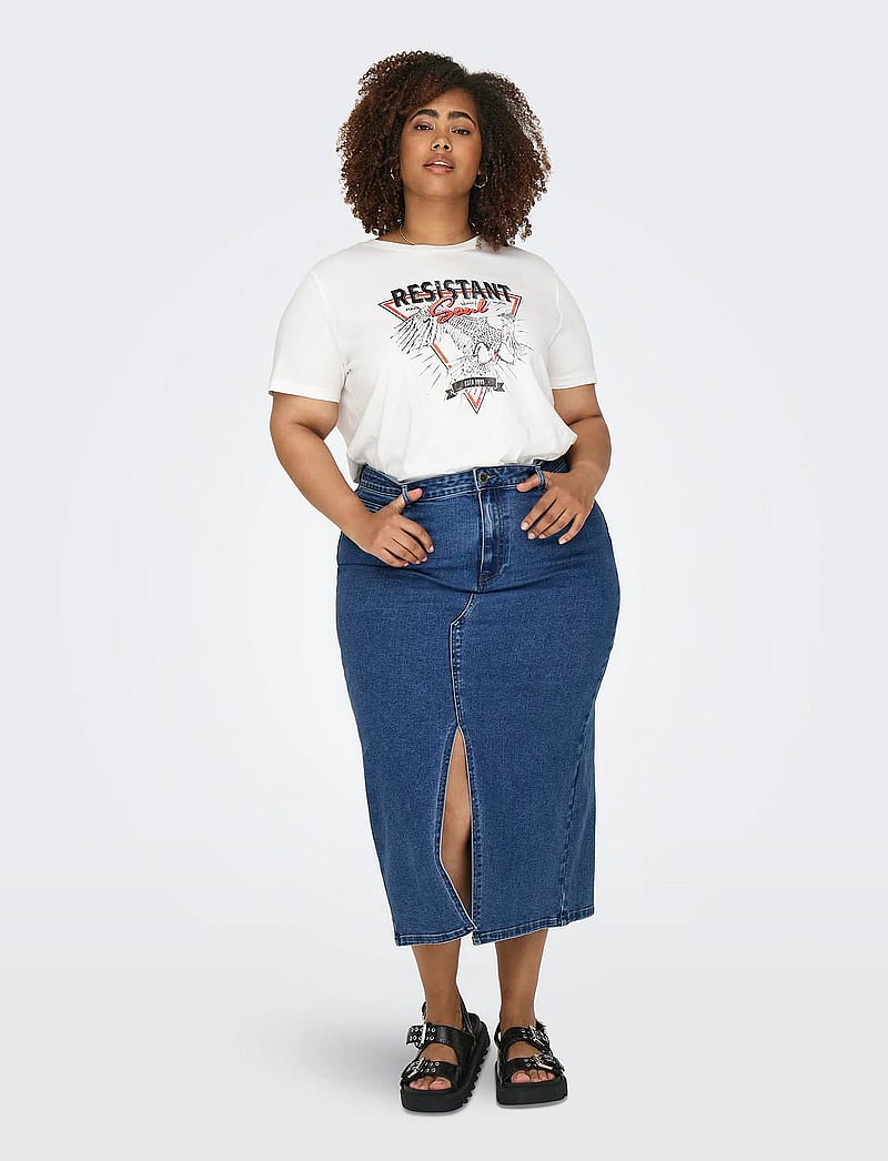 ONLY Carmakoma - CARSIRI FRONT SLIT SKIRT DNM GUA NOOS - denimnederdele - medium blue denim - 5