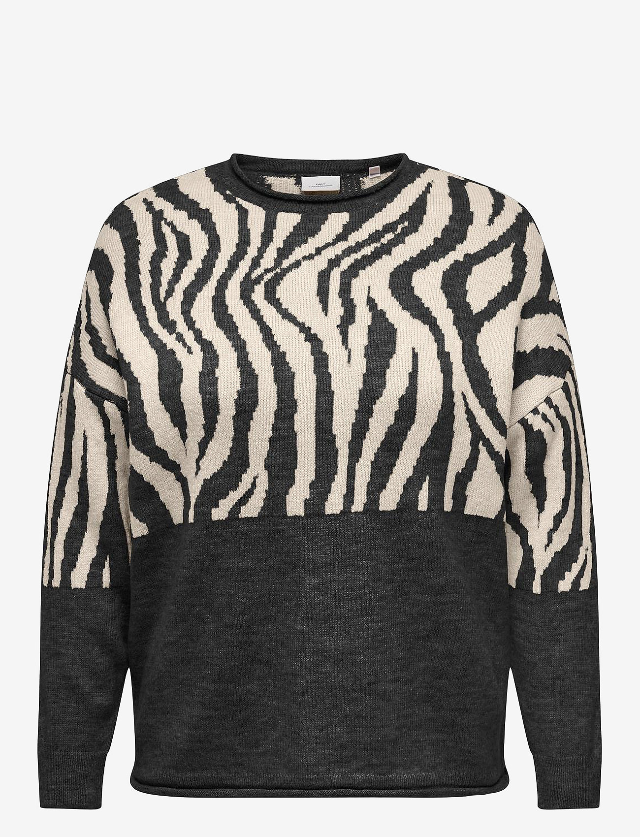 ONLY Carmakoma - CARJADE ZEBRA L/S O-NECK KNT NOOS - pullover - pirate black - 1