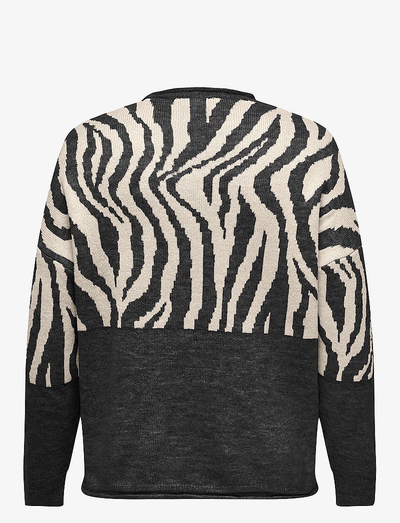 ONLY Carmakoma - CARJADE ZEBRA L/S O-NECK KNT NOOS - pullover - pirate black - 2