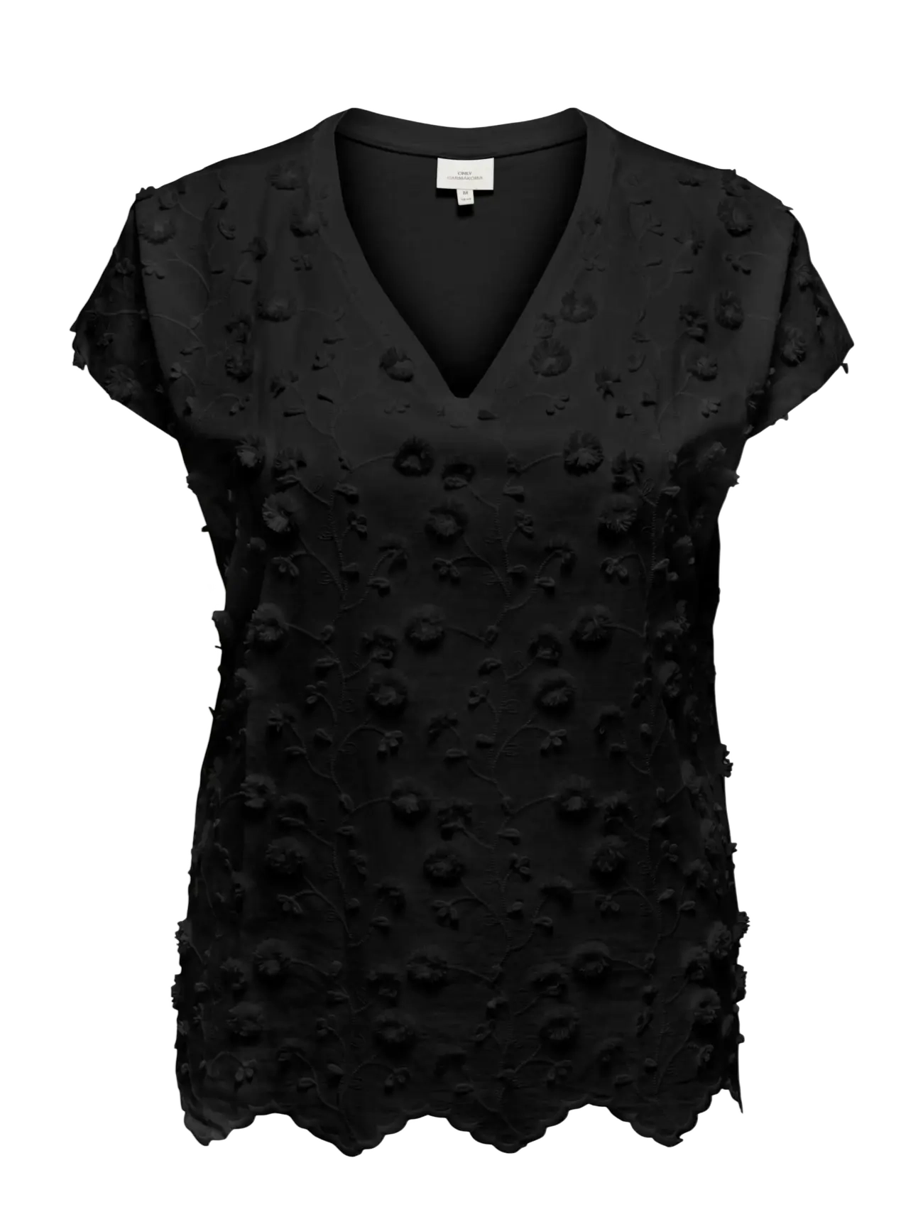 ONLY Carmakoma CARLULU S/S V-NECK TOP BOX JRS - Pluusid ja särgid - BLACK / black