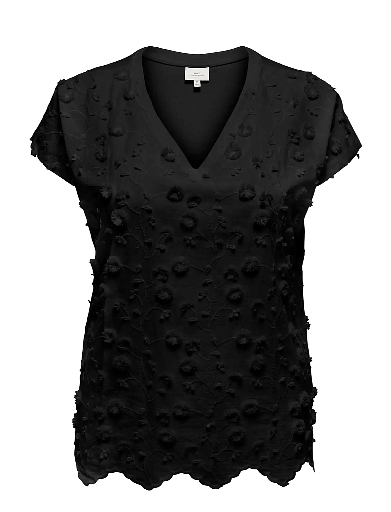 ONLY Carmakoma - CARLULU S/S V-NECK TOP BOX JRS - Ærmeløse bluser - black - 1