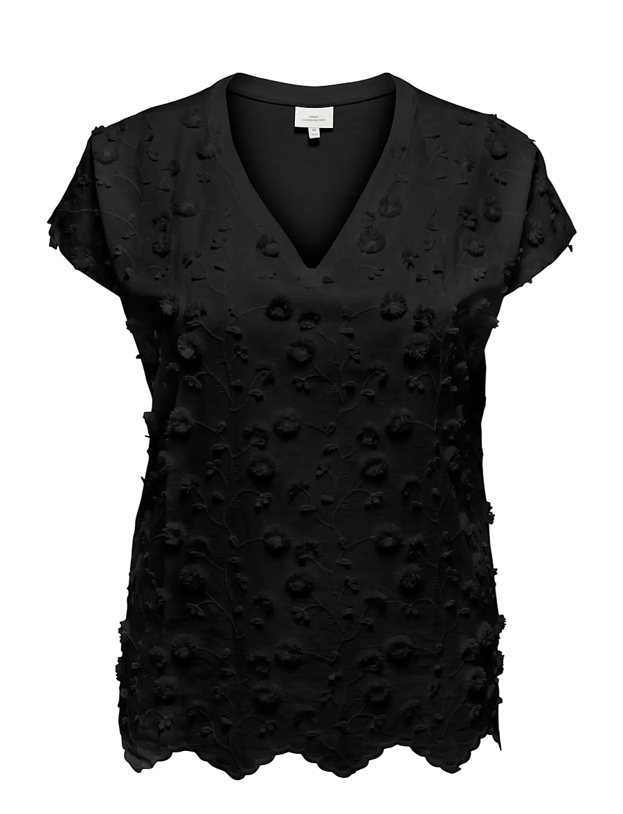 ONLY Carmakoma - CARLULU S/S V-NECK TOP BOX JRS - palaidinės be rankovių - black - 1