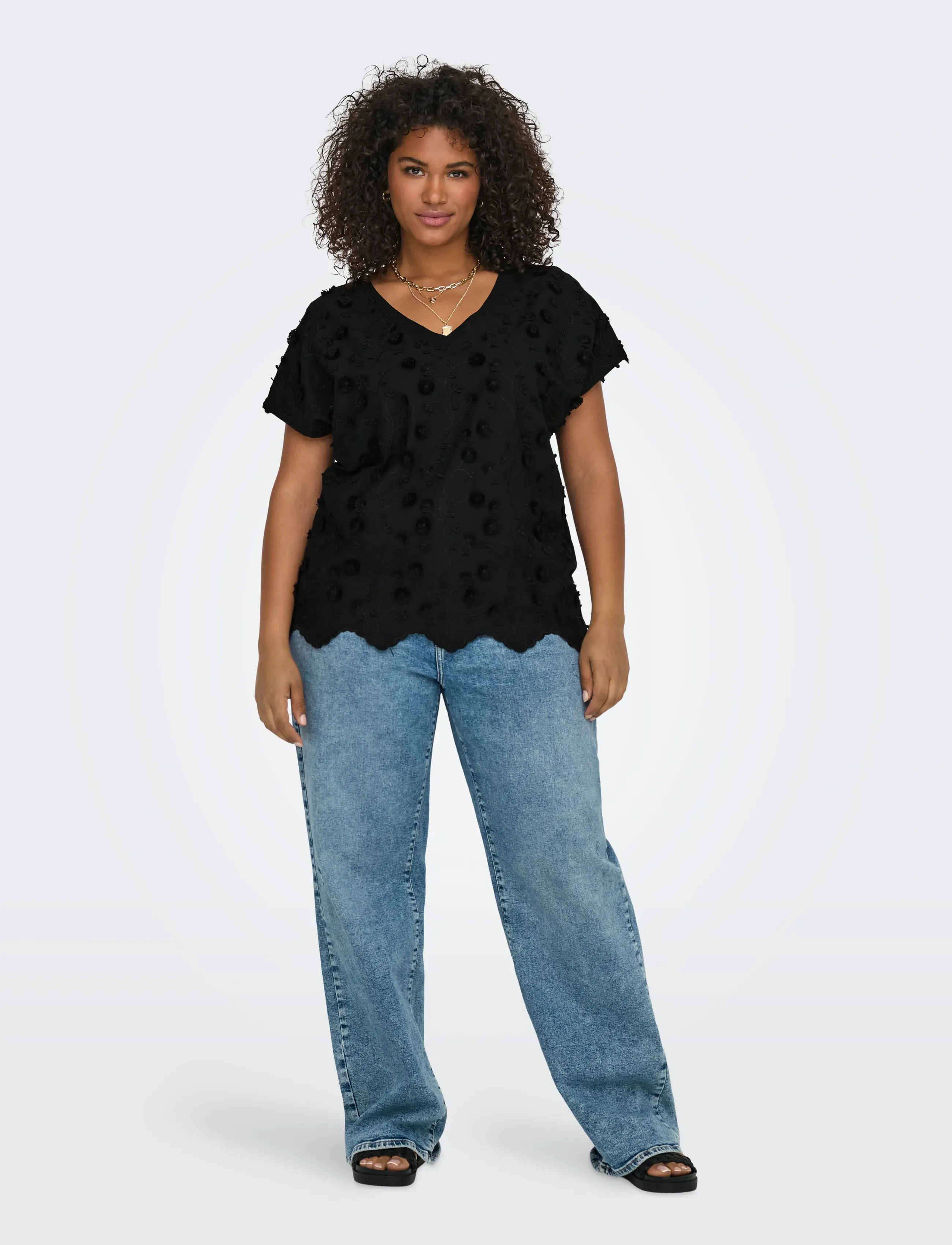 ONLY Carmakoma - CARLULU S/S V-NECK TOP BOX JRS - palaidinės be rankovių - black - 4