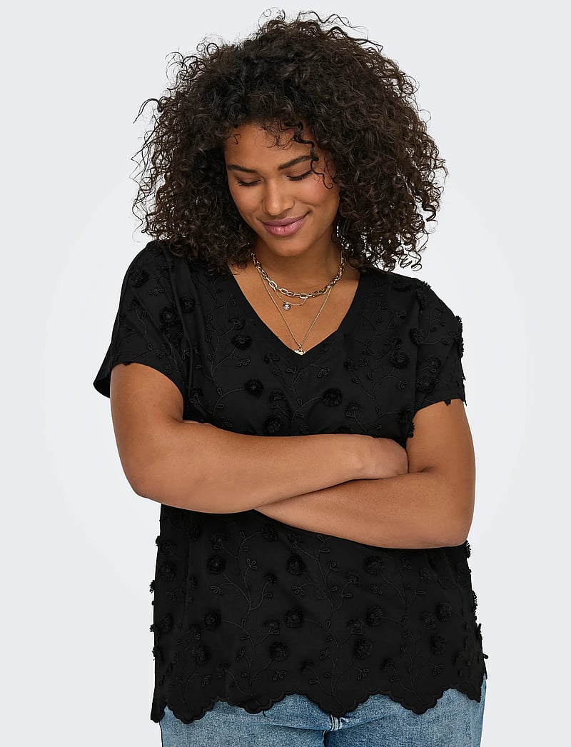 ONLY Carmakoma - CARLULU S/S V-NECK TOP BOX JRS - Ærmeløse bluser - black - 5