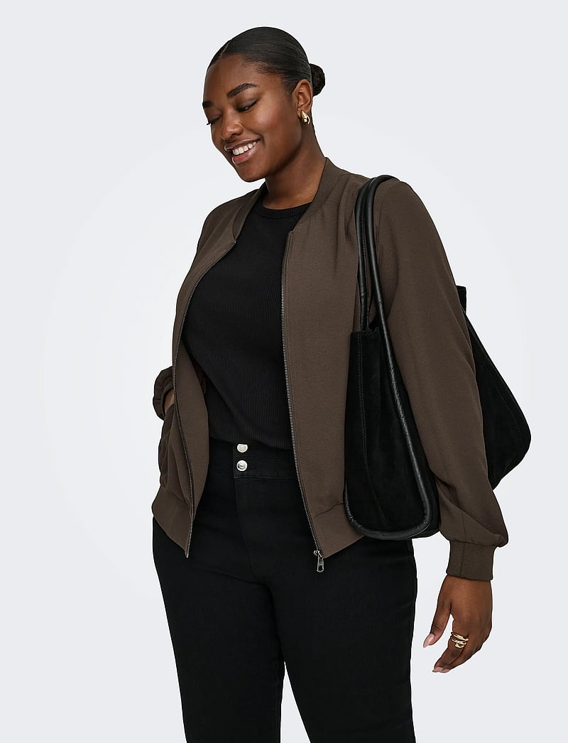 ONLY Carmakoma - CARLUX L/S BOMBER JACKET NOOS - frühlingsjacken - chocolate martini - 0