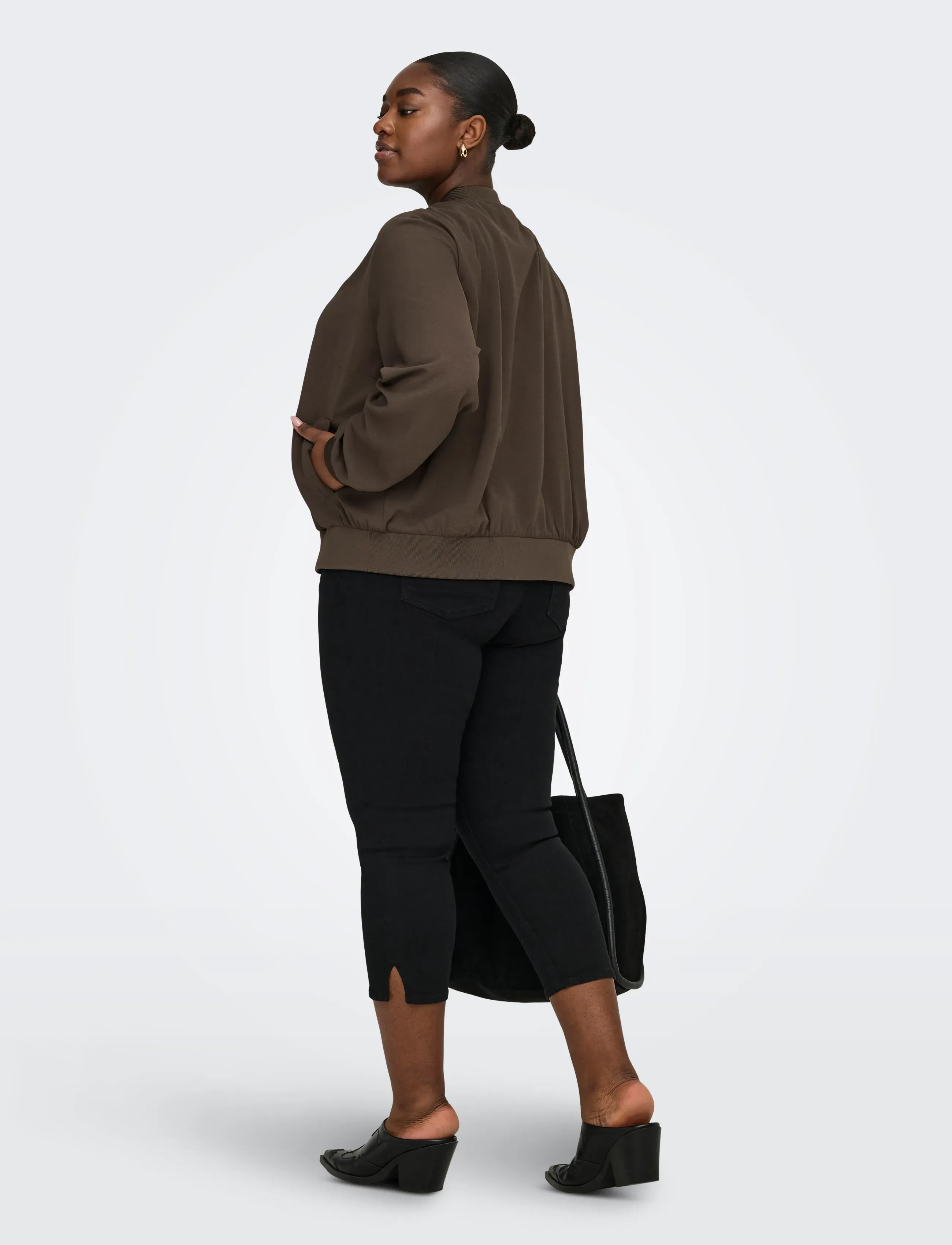 ONLY Carmakoma - CARLUX L/S BOMBER JACKET NOOS - forårsjakker - chocolate martini - 3