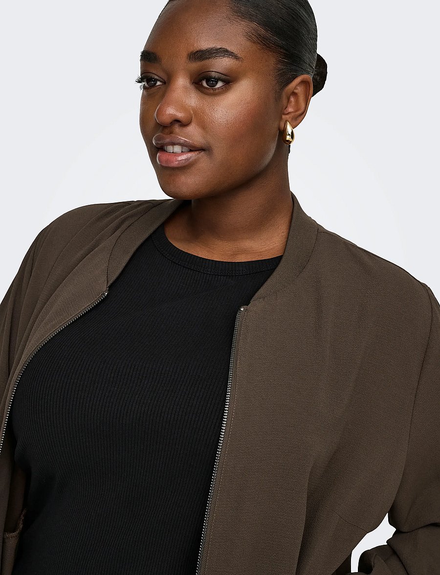ONLY Carmakoma - CARLUX L/S BOMBER JACKET NOOS - forårsjakker - chocolate martini - 4