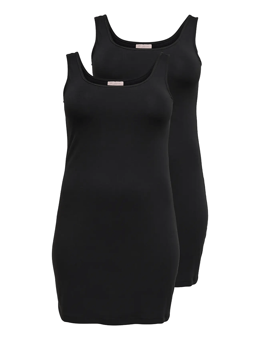 ONLY Carmakoma - CARTIME LONGTANK TOP 2PACK JRS NOOS - mouwloze tops - black - 0