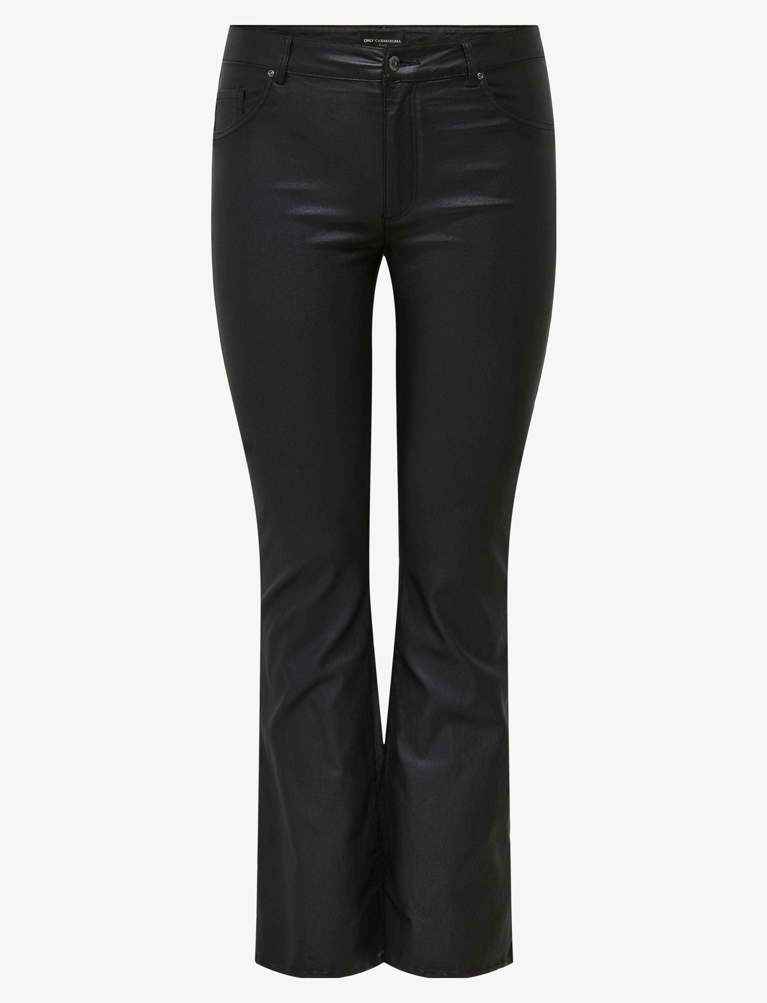 ONLY Carmakoma CARBLUSH MID FLARED COATED PNT NOOS - Püksid - BLACK / black
