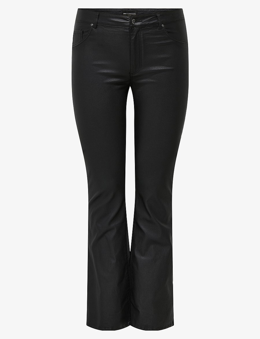 ONLY Carmakoma - CARBLUSH MID FLARED COATED PNT NOOS - schlaghose - black - 1
