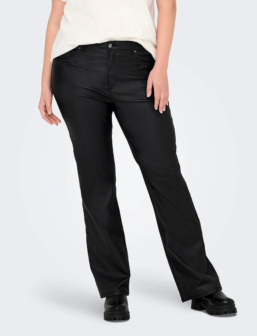 ONLY Carmakoma - CARBLUSH MID FLARED COATED PNT NOOS - schlaghose - black - 0