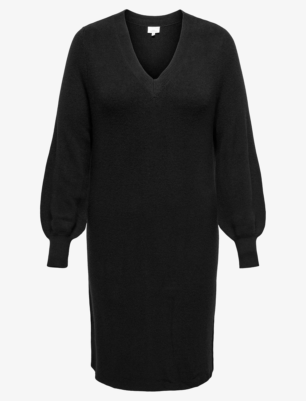 ONLY Carmakoma - CARKATIA LS V-NECK DRESS KNT NOOS - knitted dresses - black - 1
