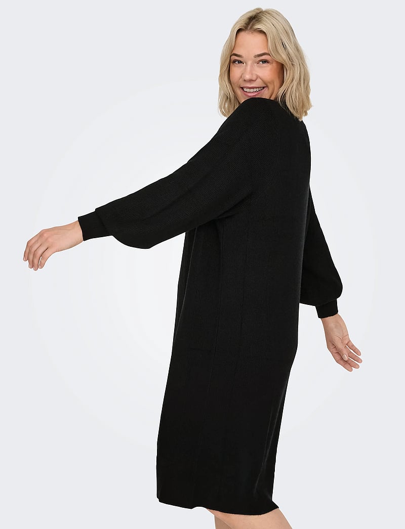 ONLY Carmakoma - CARKATIA LS V-NECK DRESS KNT NOOS - knitted dresses - black - 5