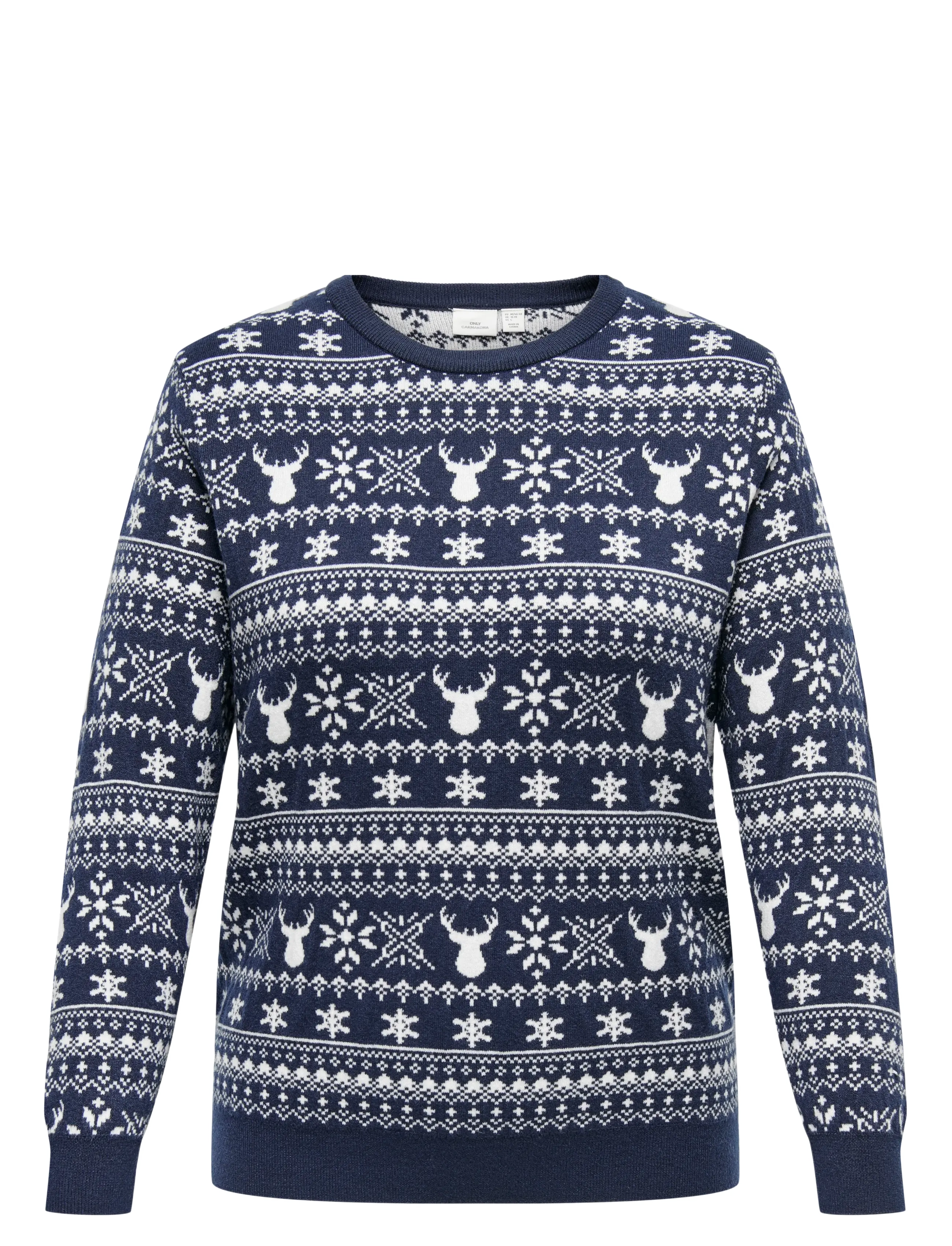 ONLY Carmakoma CARXMAS WINTER LS O-NECK KNT - Sweatshirts - NIGHT SKY / navy