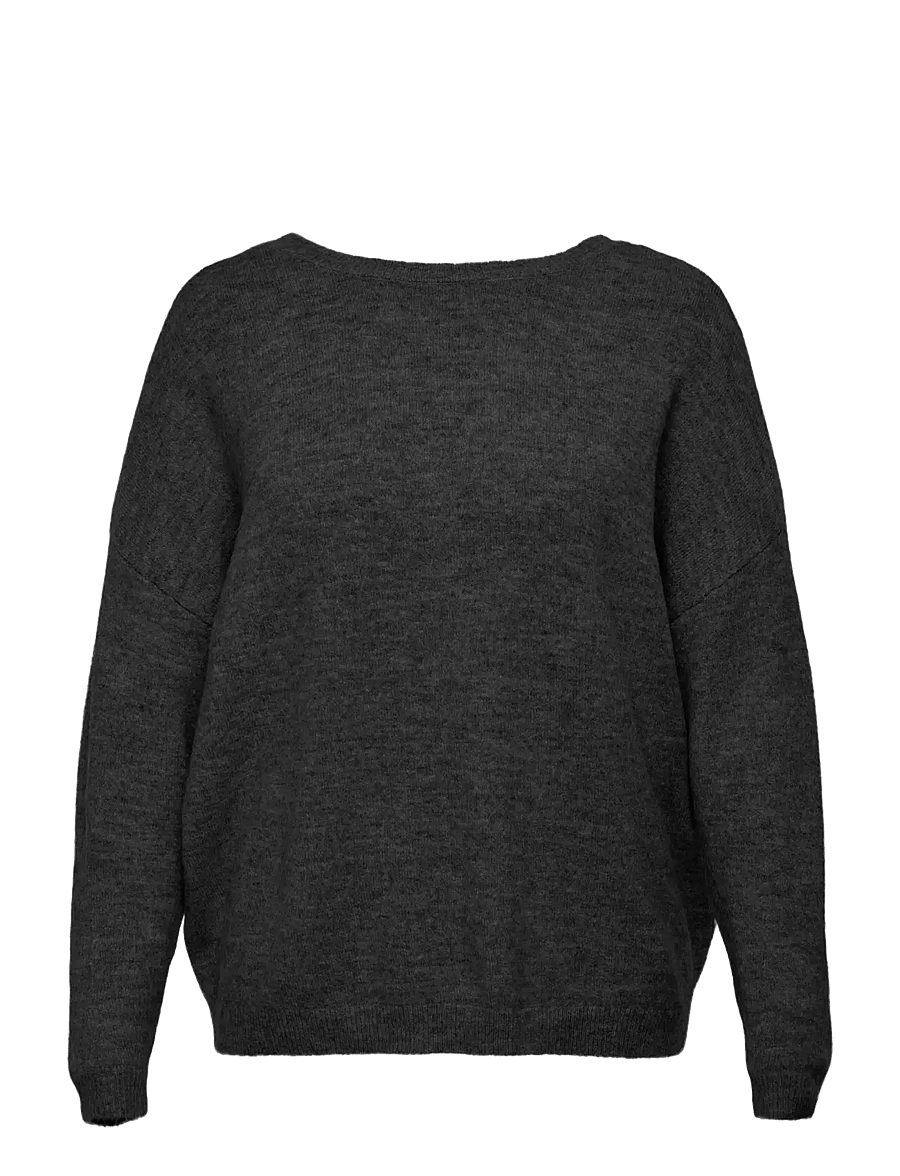 ONLY Carmakoma - CARMANIFESTA LS REVERS.PULLOVER KNT NOOS - stickade tröjor - dark grey melange - 1