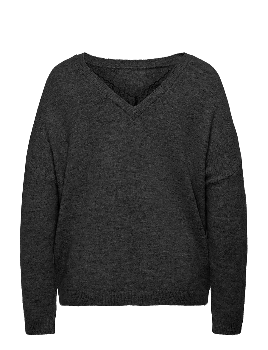 ONLY Carmakoma - CARMANIFESTA LS REVERS.PULLOVER KNT NOOS - stickade tröjor - dark grey melange - 2