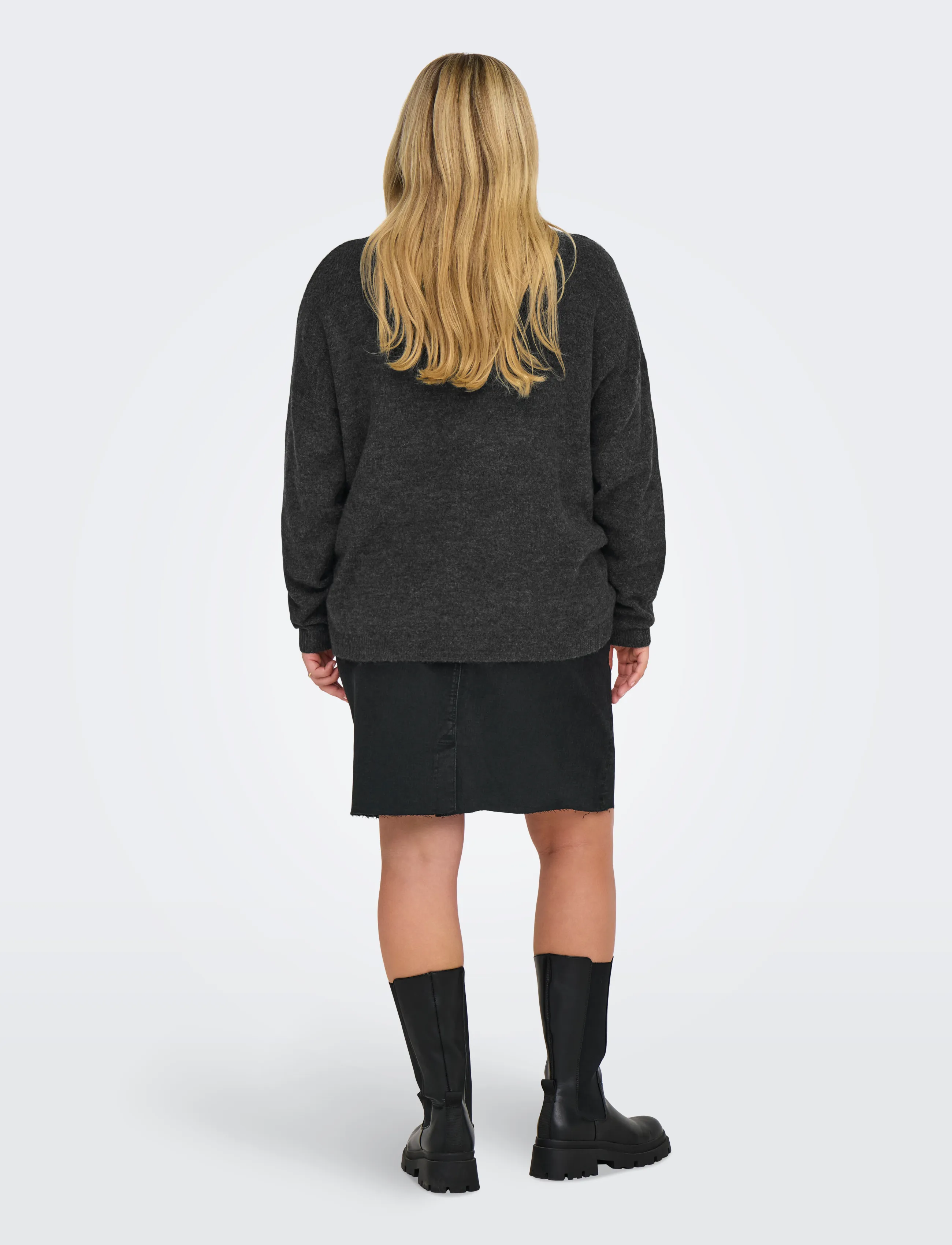ONLY Carmakoma - CARMANIFESTA LS REVERS.PULLOVER KNT NOOS - jumpers - dark grey melange - 3