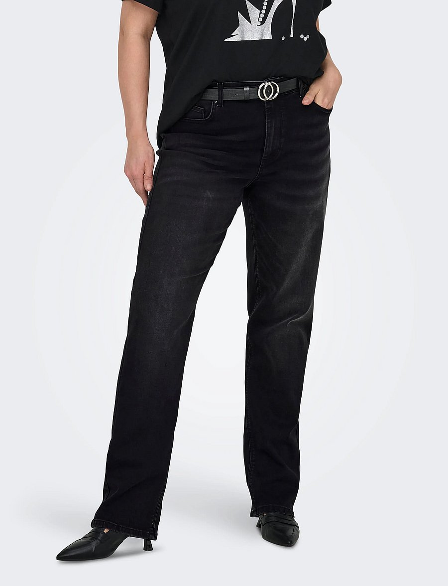 ONLY Carmakoma - CARWILLY HW STRAIGHT DNM REA1099 NOOS - gerade jeans - washed black - 0