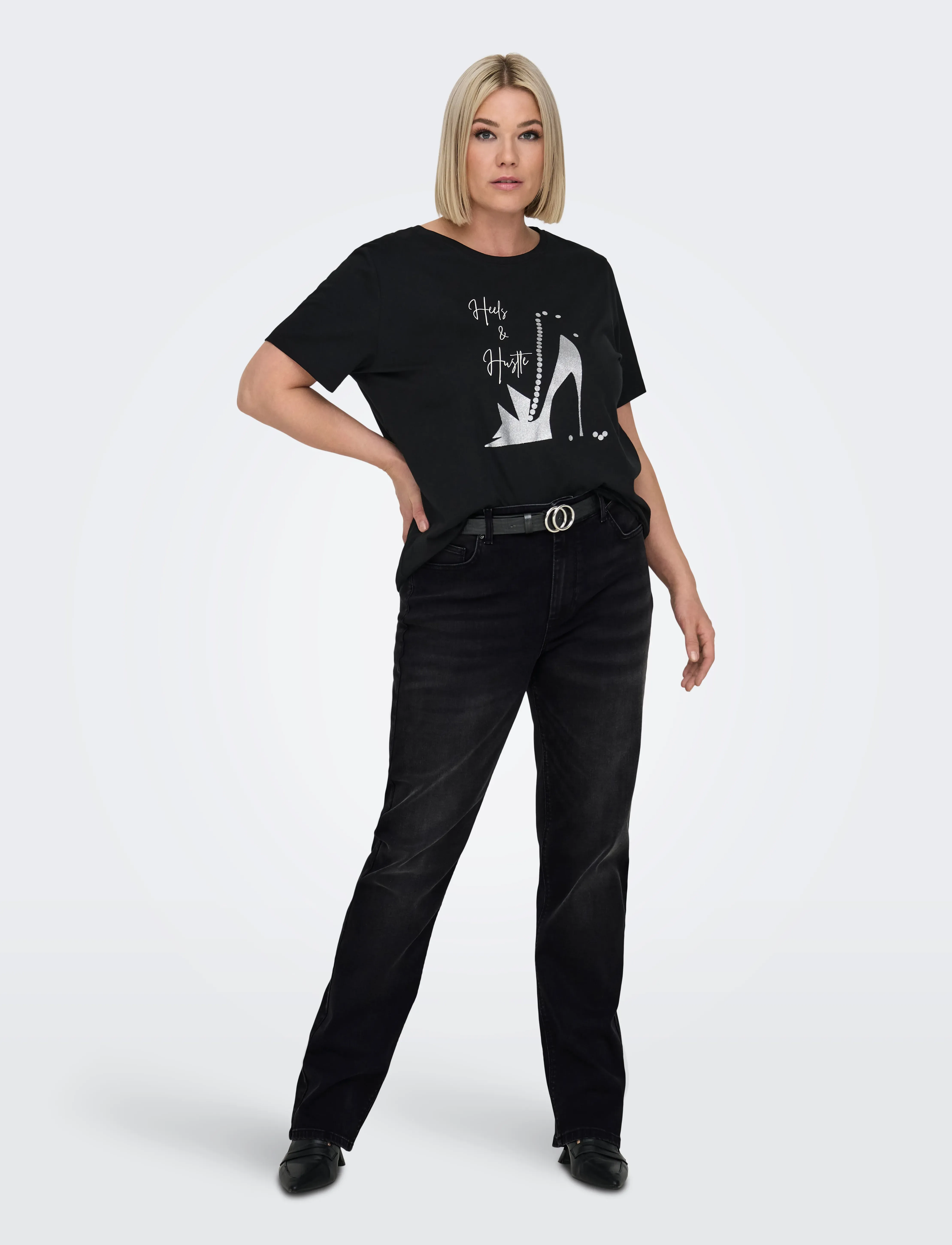 ONLY Carmakoma - CARWILLY HW STRAIGHT DNM REA1099 NOOS - gerade jeans - washed black - 4