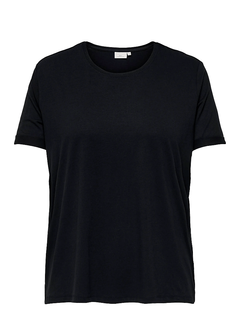 ONLY Carmakoma - CARMOSTER S/S FOLD UP TOP JRS NOOS - t-shirts - black - 1