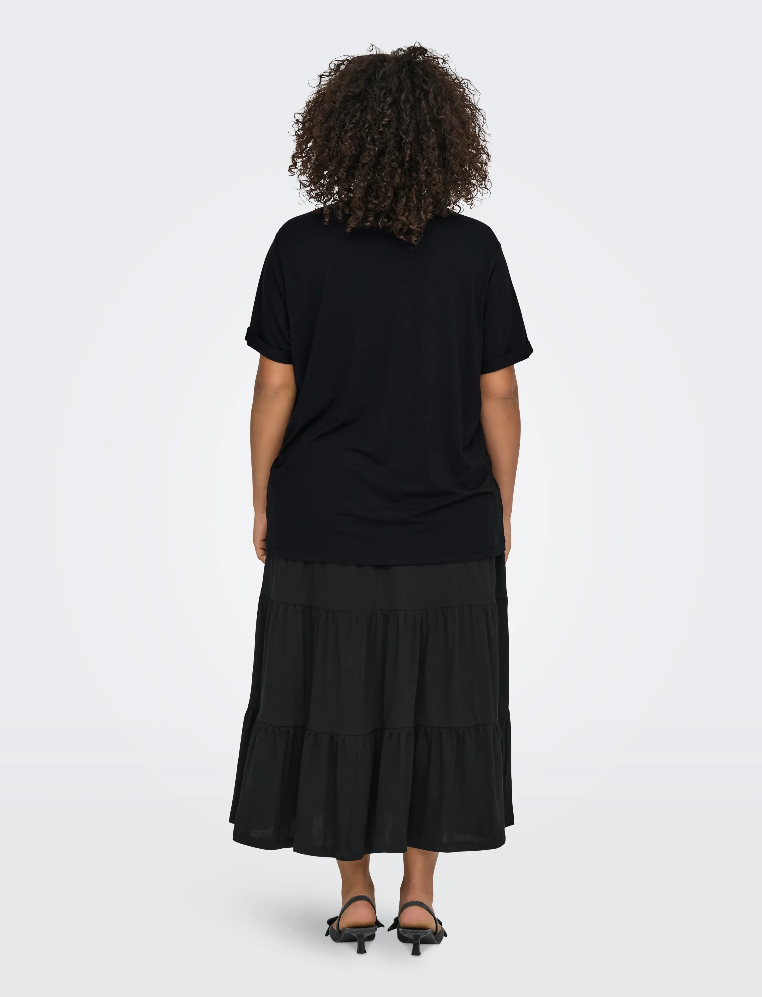 ONLY Carmakoma - CARMOSTER S/S FOLD UP TOP JRS NOOS - t-shirts - black - 3