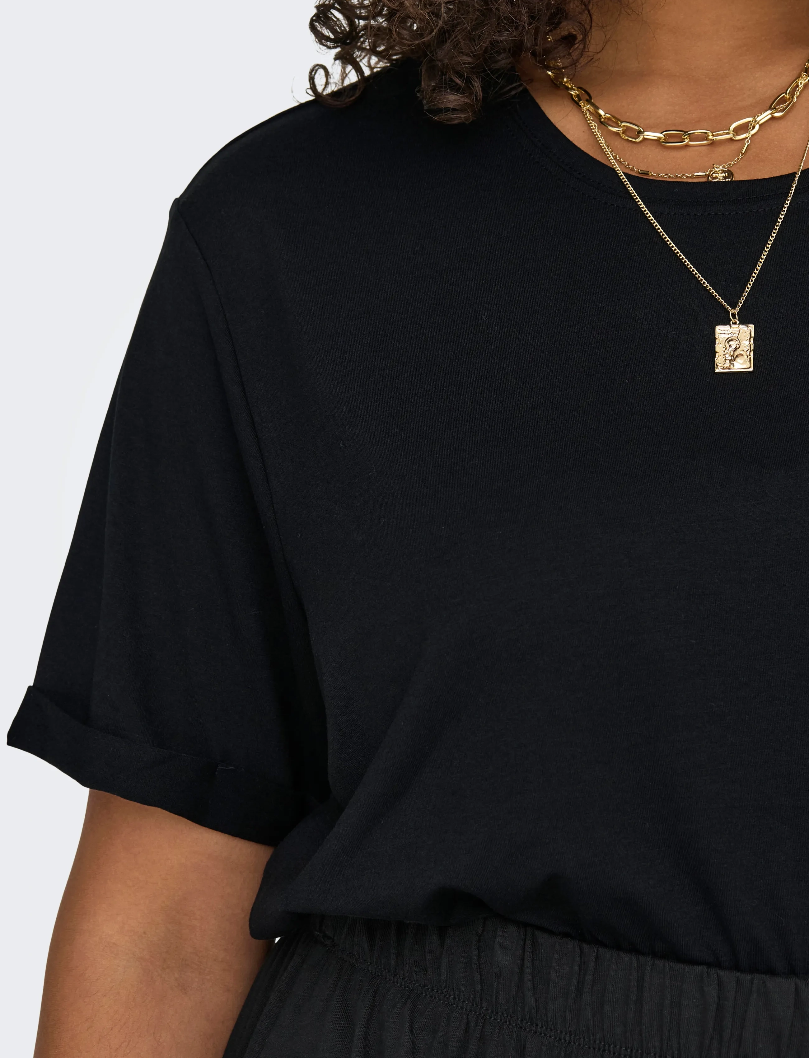 ONLY Carmakoma - CARMOSTER S/S FOLD UP TOP JRS NOOS - t-shirts - black - 4