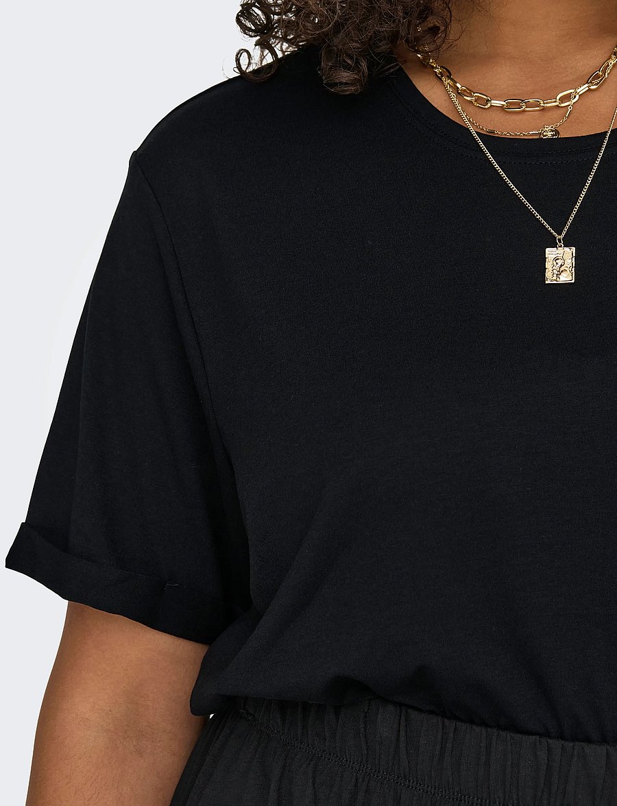 ONLY Carmakoma - CARMOSTER S/S FOLD UP TOP JRS NOOS - t-shirts - black - 4