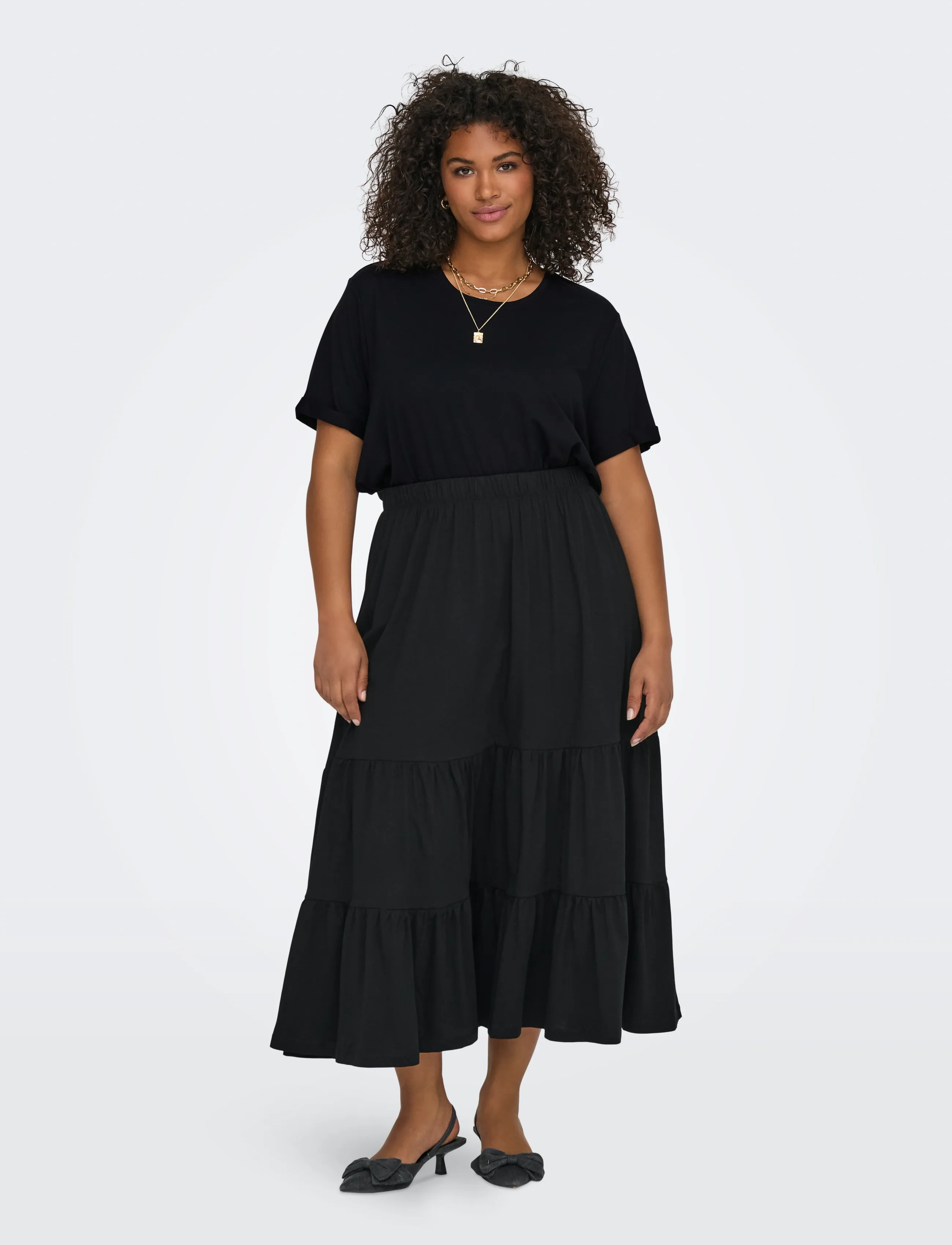 ONLY Carmakoma - CARMOSTER S/S FOLD UP TOP JRS NOOS - t-shirts - black - 5