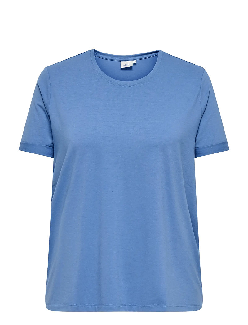 ONLY Carmakoma - CARMOSTER S/S FOLD UP TOP JRS NOOS - t-shirts - blue yonder - 1