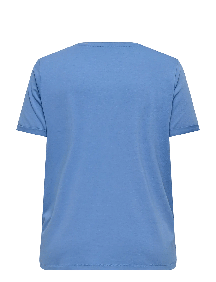 ONLY Carmakoma - CARMOSTER S/S FOLD UP TOP JRS NOOS - t-shirts - blue yonder - 2
