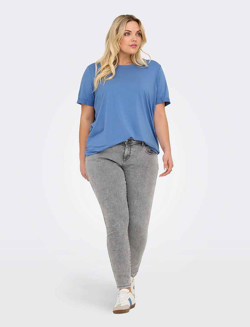 ONLY Carmakoma - CARMOSTER S/S FOLD UP TOP JRS NOOS - t-shirts - blue yonder - 5