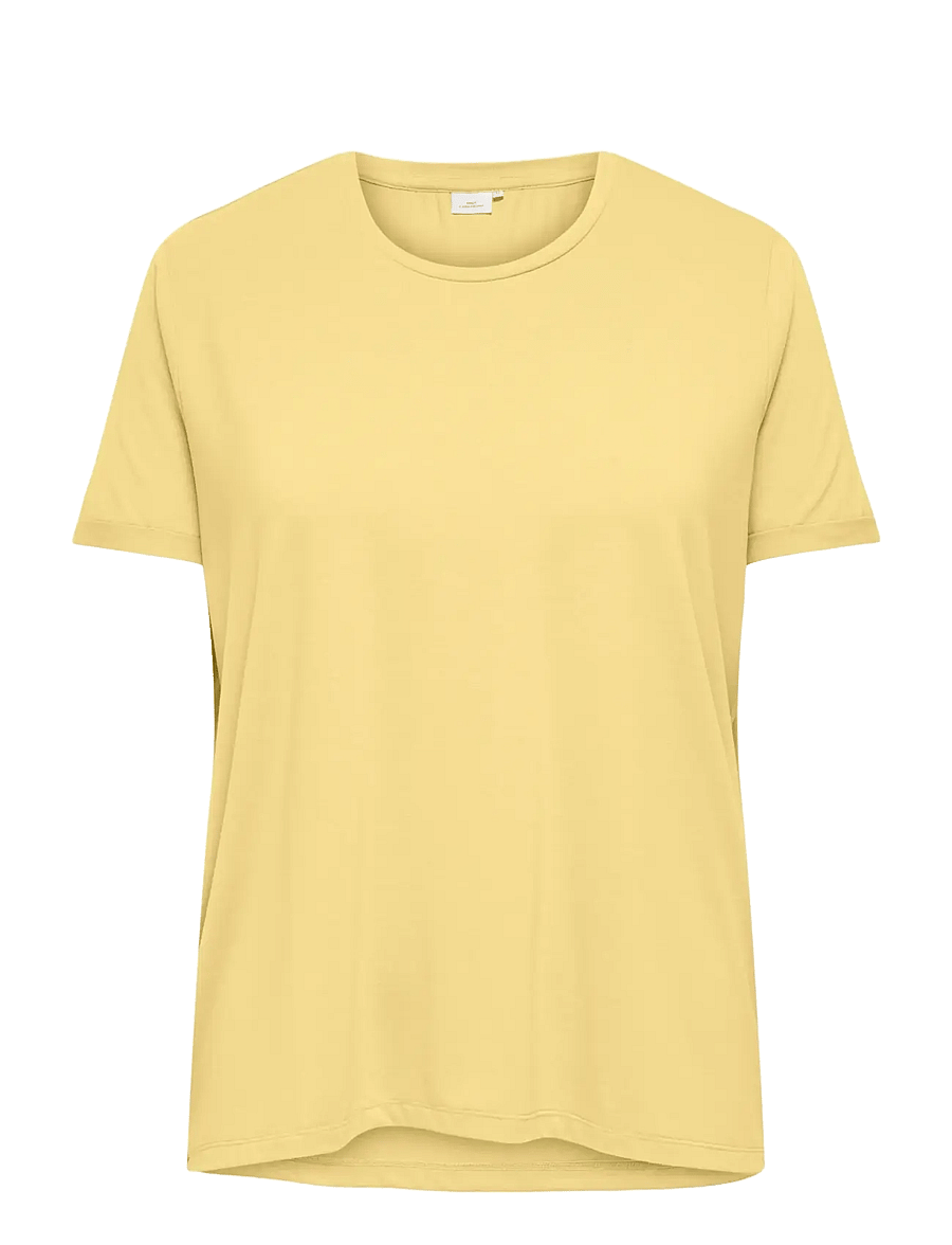 ONLY Carmakoma - CARMOSTER S/S FOLD UP TOP JRS NOOS - t-shirts - pale banana - 0