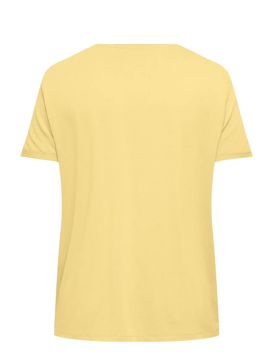 ONLY Carmakoma - CARMOSTER S/S FOLD UP TOP JRS NOOS - t-shirts - pale banana - 1