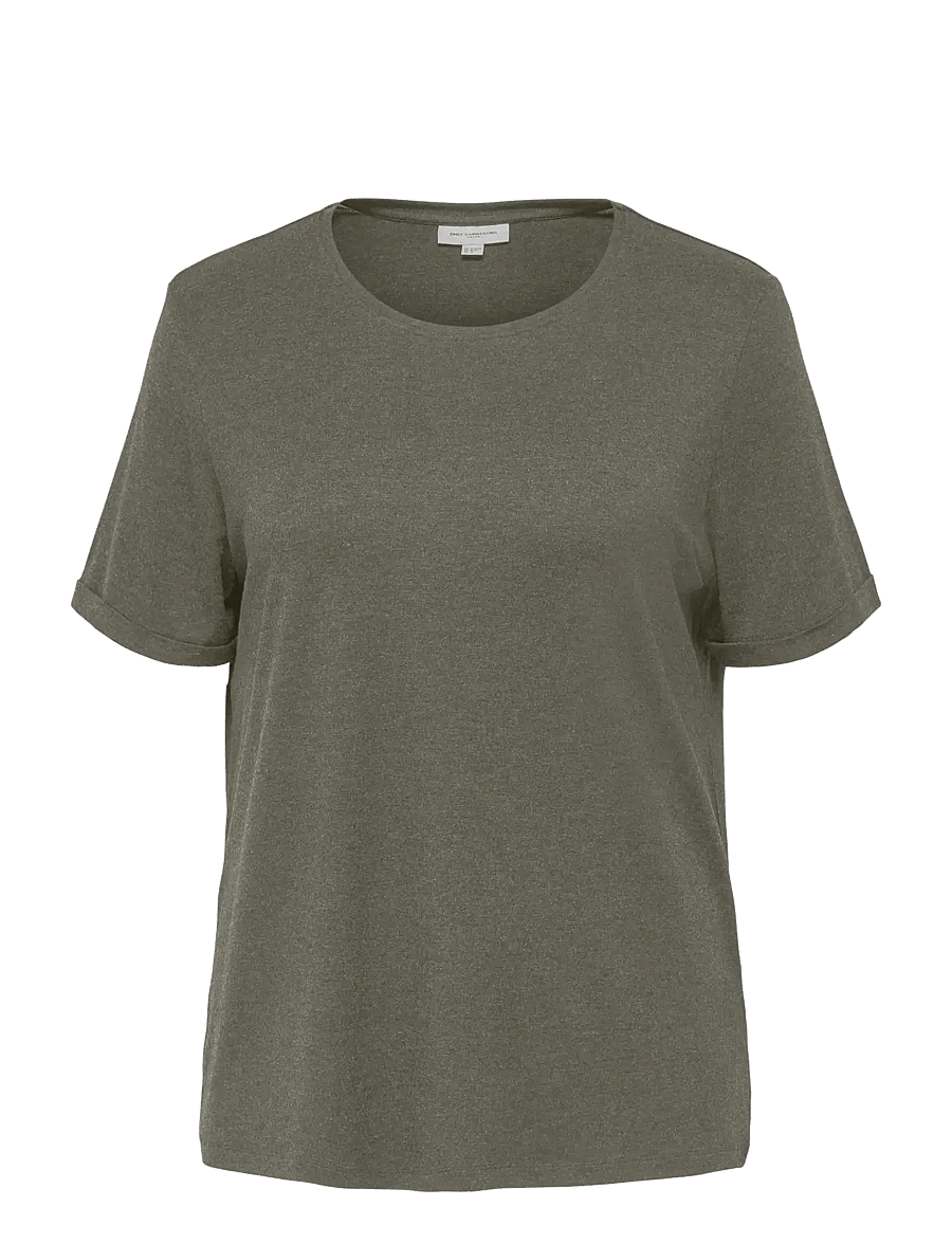 ONLY Carmakoma - CARMOSTER S/S FOLD UP TOP JRS NOOS - t-shirts - smokey olive - 0