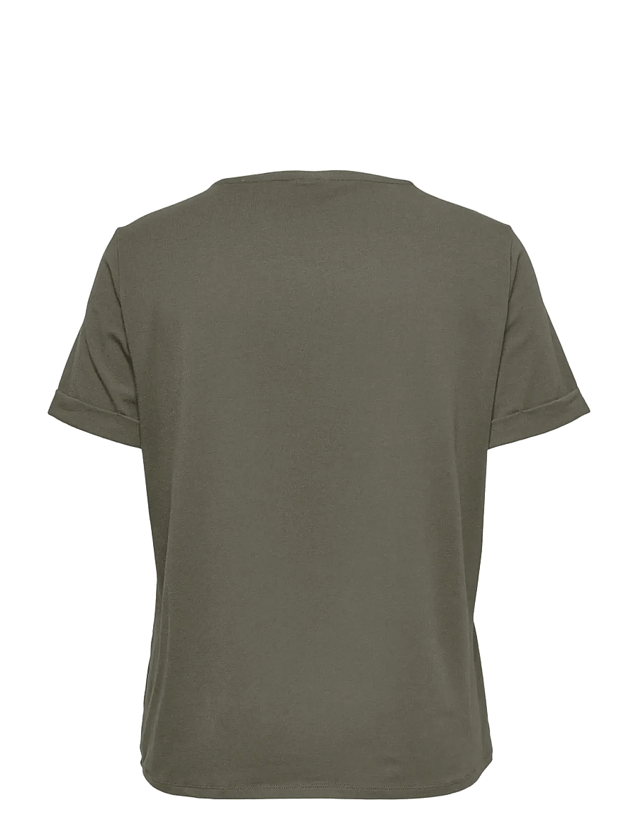 ONLY Carmakoma - CARMOSTER S/S FOLD UP TOP JRS NOOS - t-shirts - smokey olive - 1