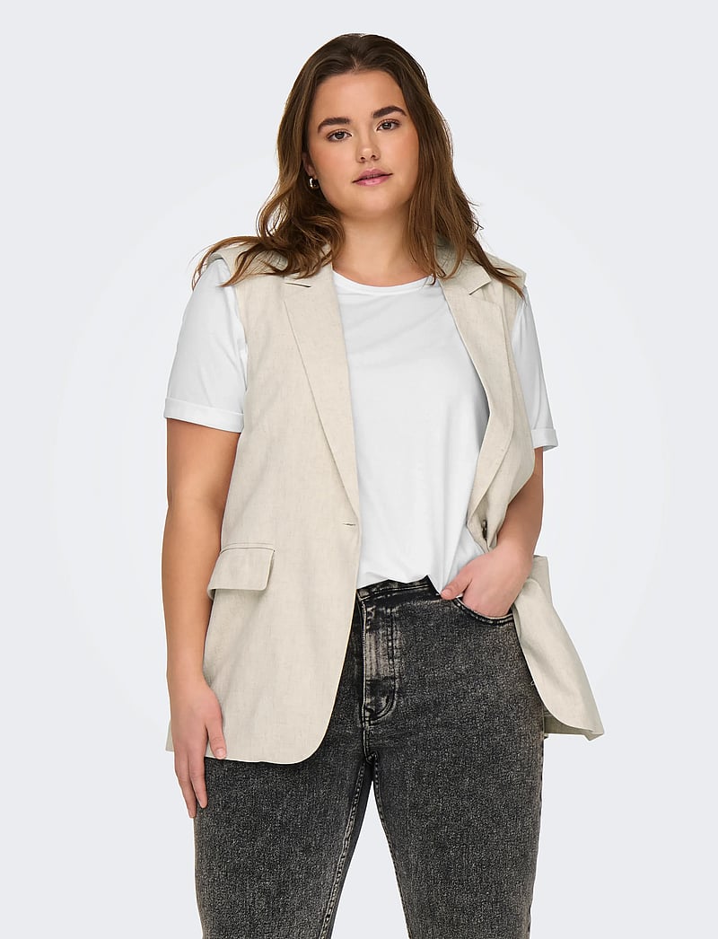 ONLY Carmakoma - CARMOSTER S/S FOLD UP TOP JRS NOOS - t-särgid - white - 0