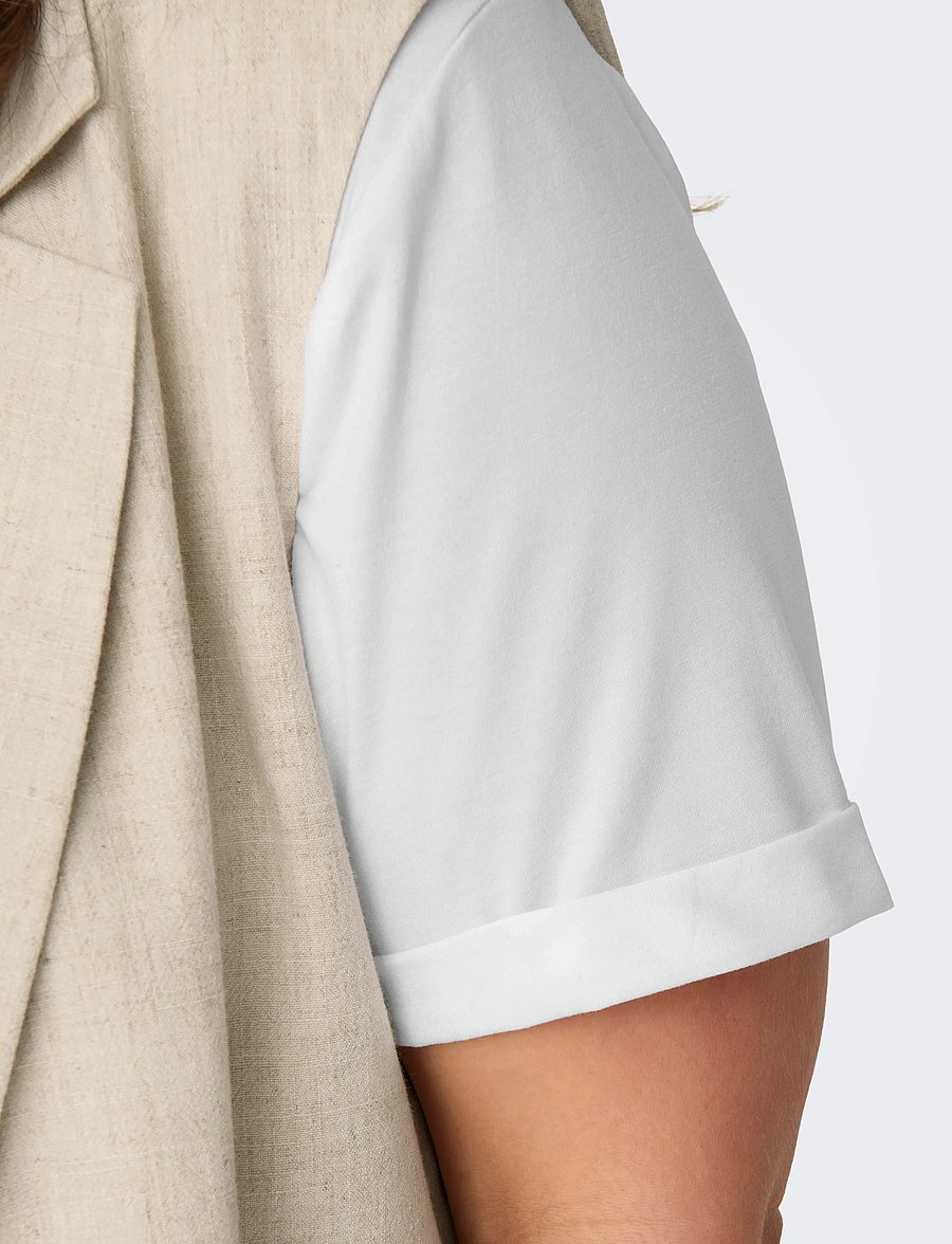 ONLY Carmakoma - CARMOSTER S/S FOLD UP TOP JRS NOOS - t-shirts - white - 4
