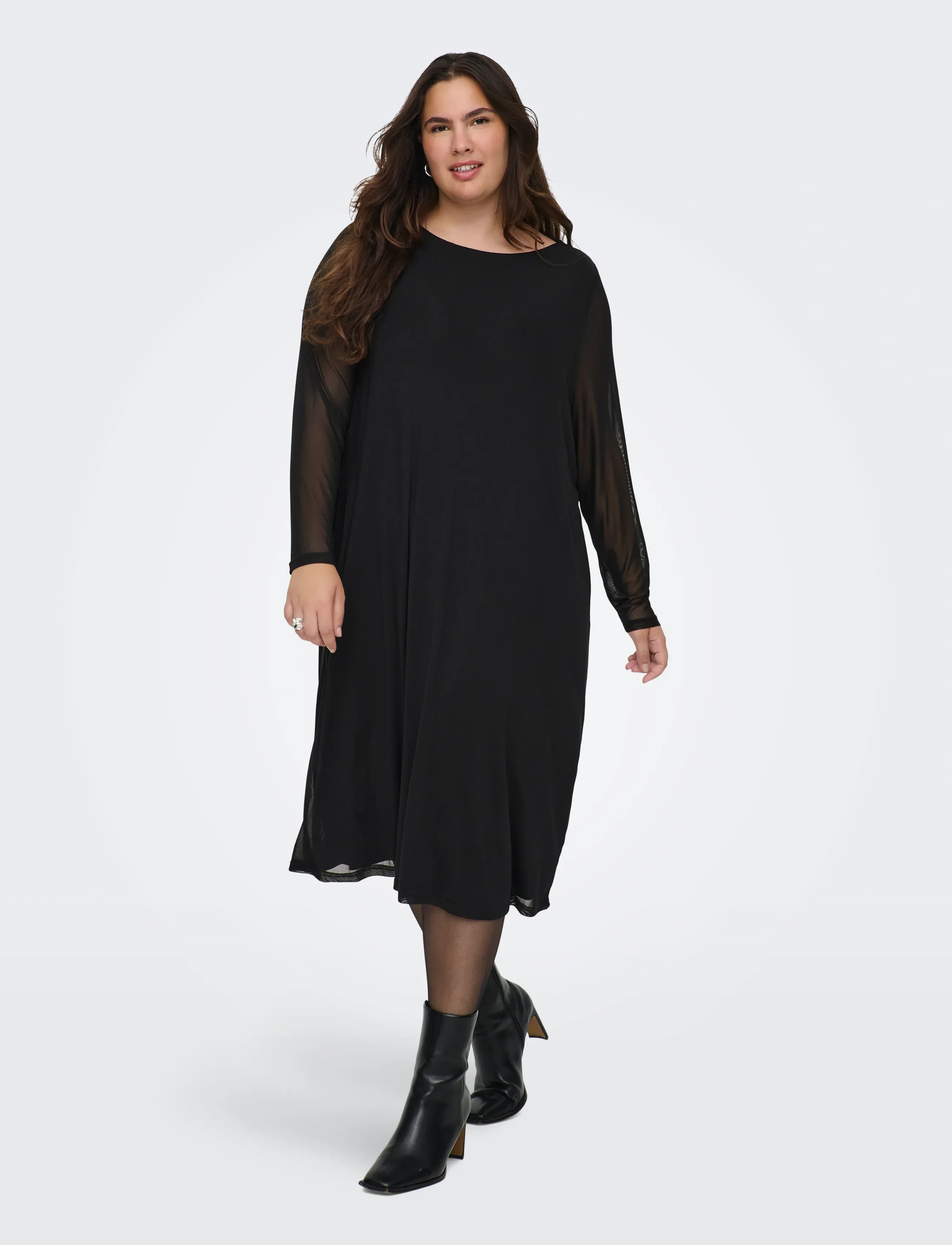 ONLY Carmakoma CARFOREST LIFE LS BOATNECK BLK DRESS JRS - ONLY Carmakoma - BLACK / black