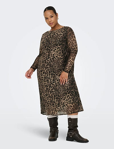 ONLY Carmakoma CARFOREST LIFE LS BOATNECK BLK DRESS JRS - Sukienki na imprezę - BLACK / multi
