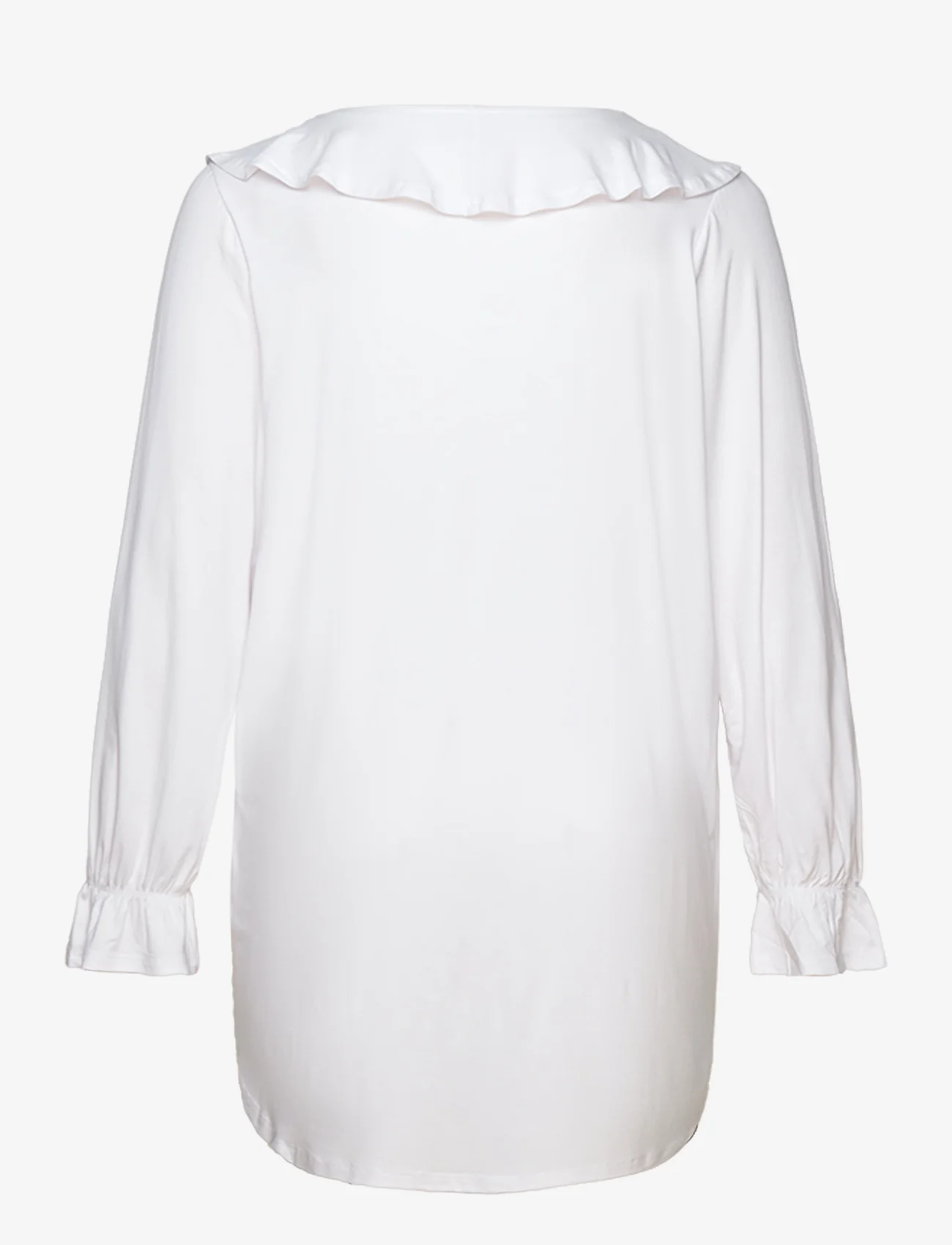 ONLY Carmakoma - CARCLARISA LIFE V-NECK FRILL L/S TOP JRS - long-sleeved blouses - bright white - 1