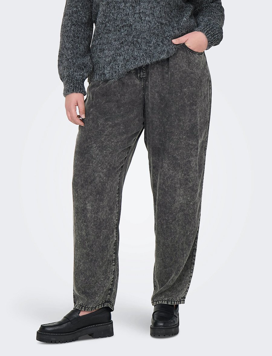 ONLY Carmakoma - CARKENYA LIFE ACID WASH PANTS OTW - gerade jeans - black - 0